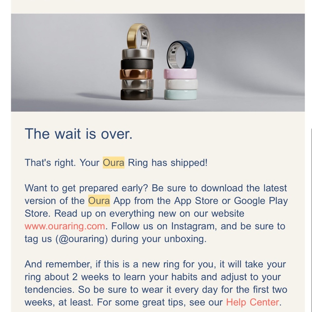 Oura Ring 4 Gold set size 6